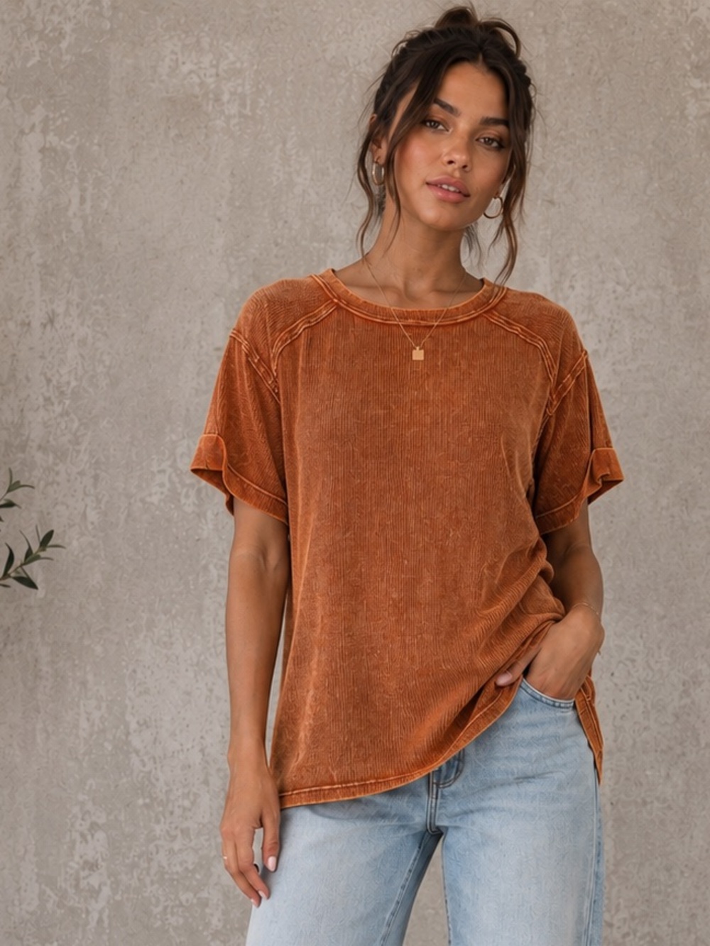 NWT Washed Rust Short Sleeve Tee